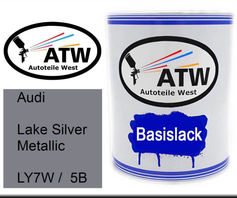 Audi, Lake Silver Metallic, LY7W /  5B: 1L Lackdose, von ATW Autoteile West.